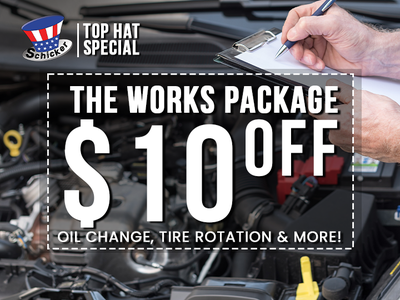 $10 Off The Works Package: Oil Change, Tire Rotation and More!