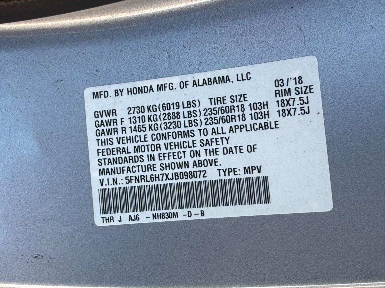 2018 Honda Odyssey EX-L